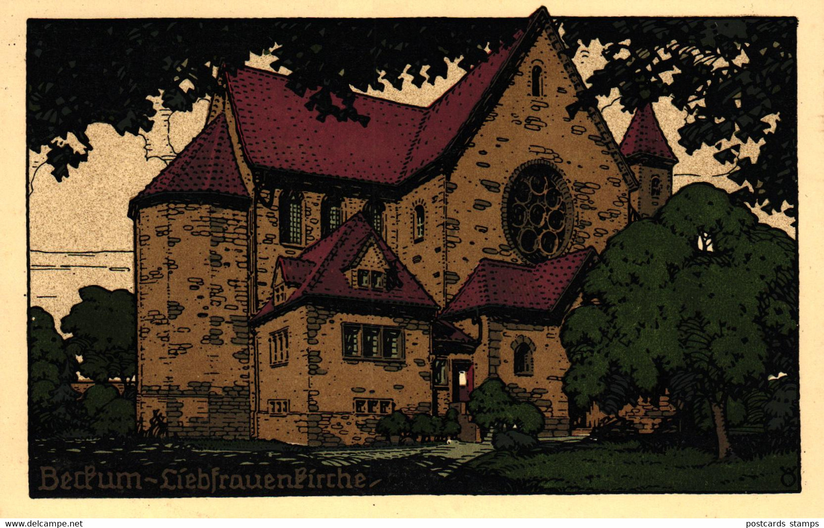 Beckum, Liebfrauenkirche, Steindruck AK, Um 1920 - Beckum