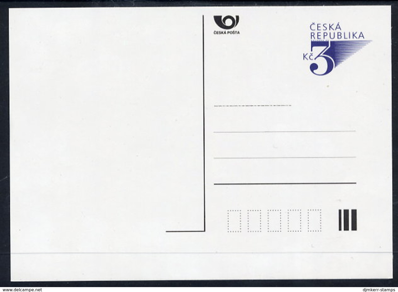 CZECH REPUBLIC 1996 3 Kc. Defiinitive Postcard, Unused.  Michel P19 - Postcards