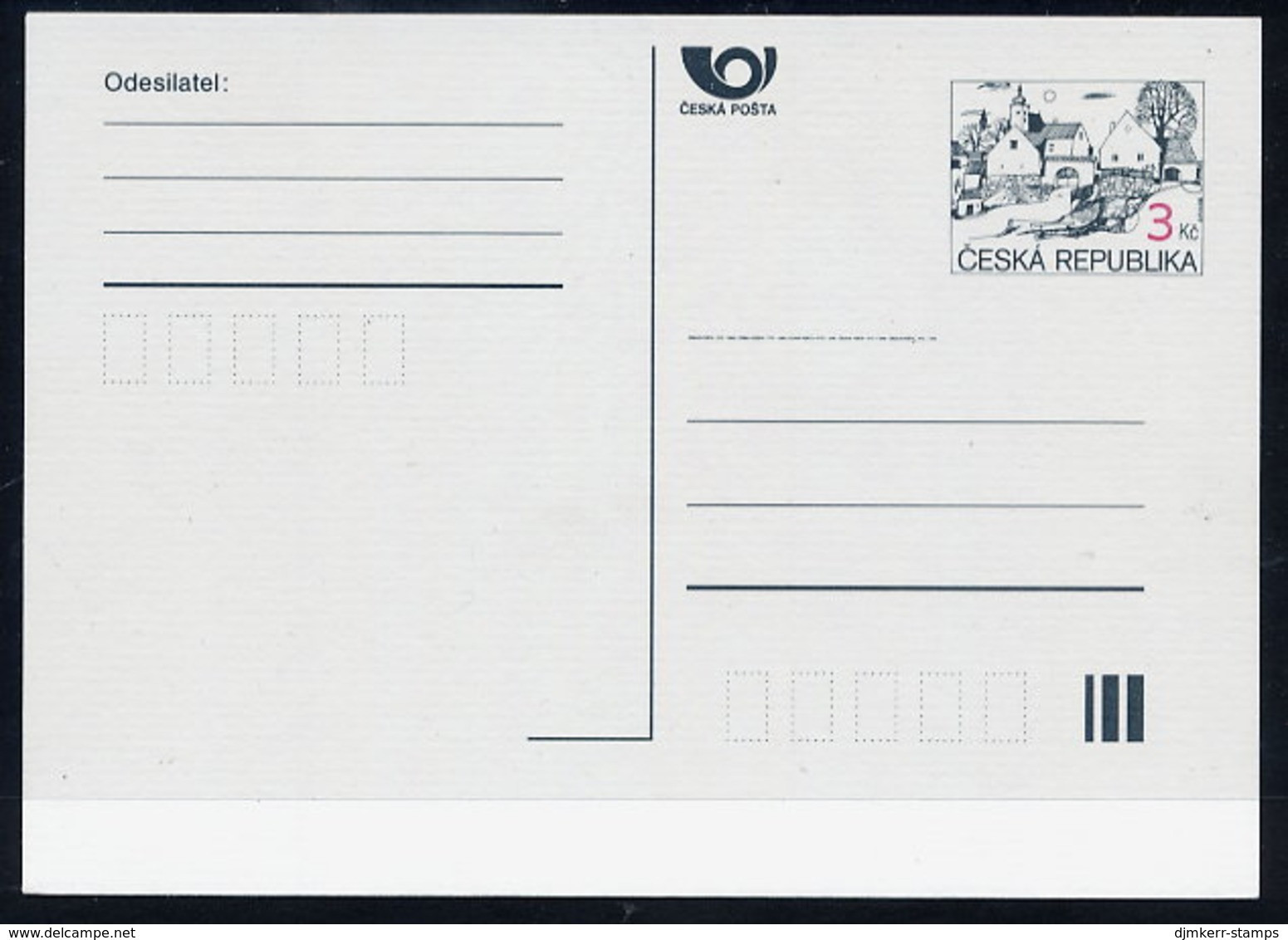 CZECH REPUBLIC 1996 3 Kc.definitive Postcard 3. Issue Unused.  Michel P6 C II - Cartoline Postali