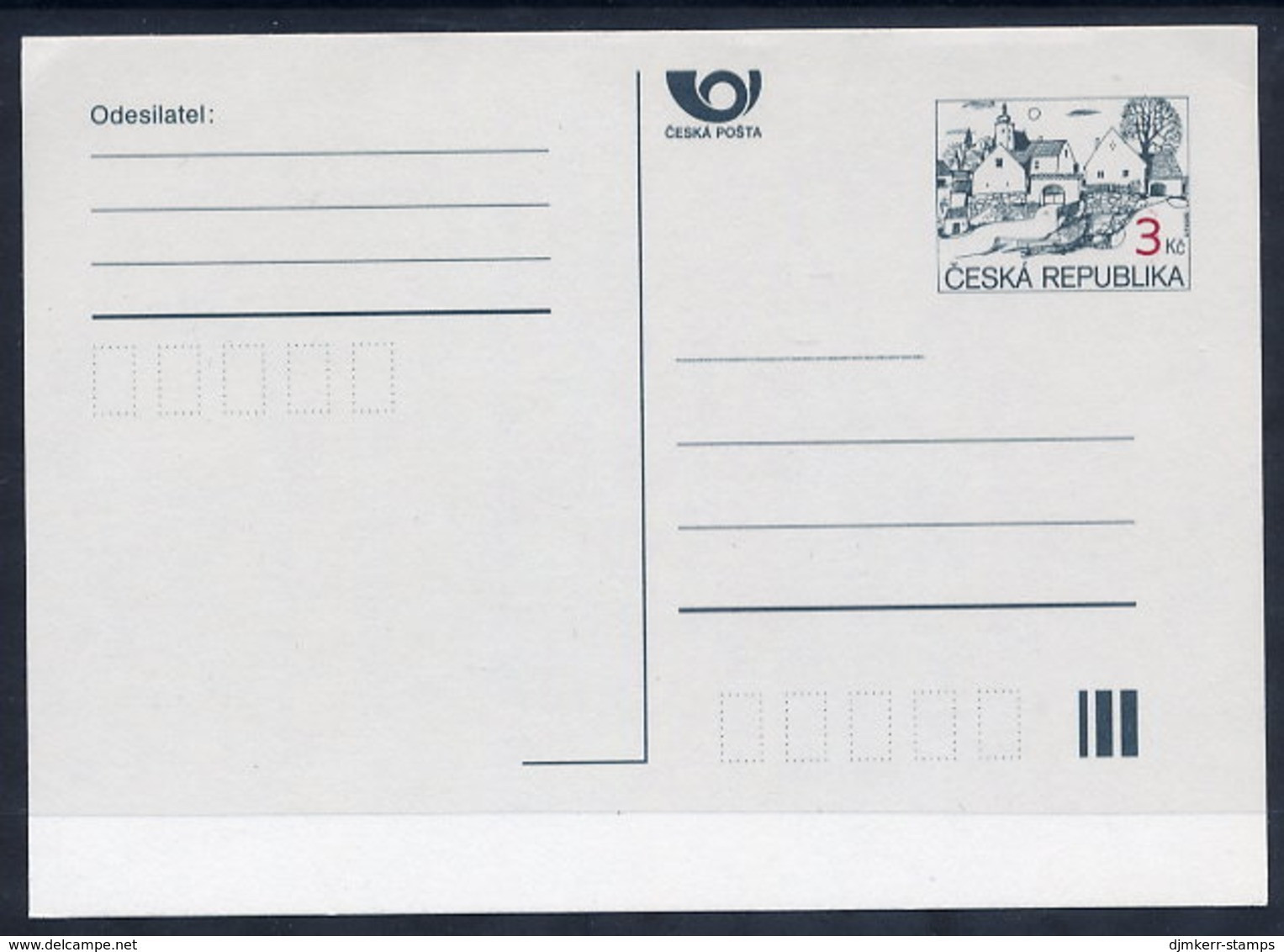 CZECH REPUBLIC 1995 3 Kc.definitive Postcard 2. Issue Unused.  Michel P6 B - Cartoline Postali