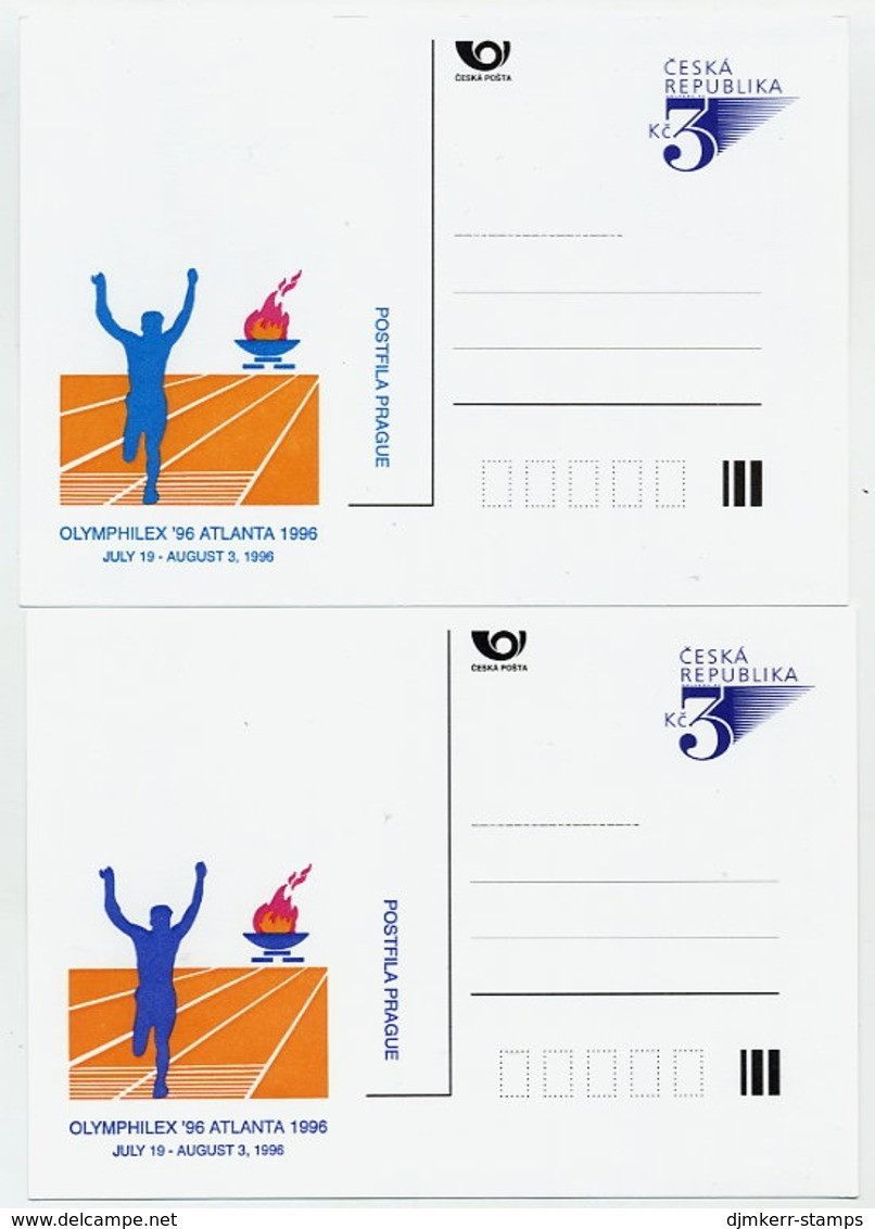 CZECH REPUBLIC 1996 3 Kc. Postcard OLYMPHILEX '96 Both Types, Unused.  Michel P19-A3 - Postales