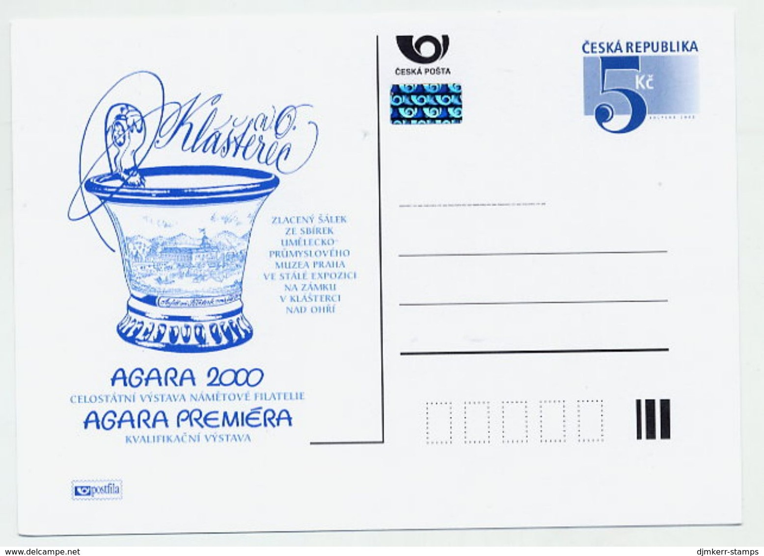 CZECH REPUBLIC 2000 5 Kc AGARA 2000 Exhibition Unused.  Michel P54-A1 - Ansichtskarten