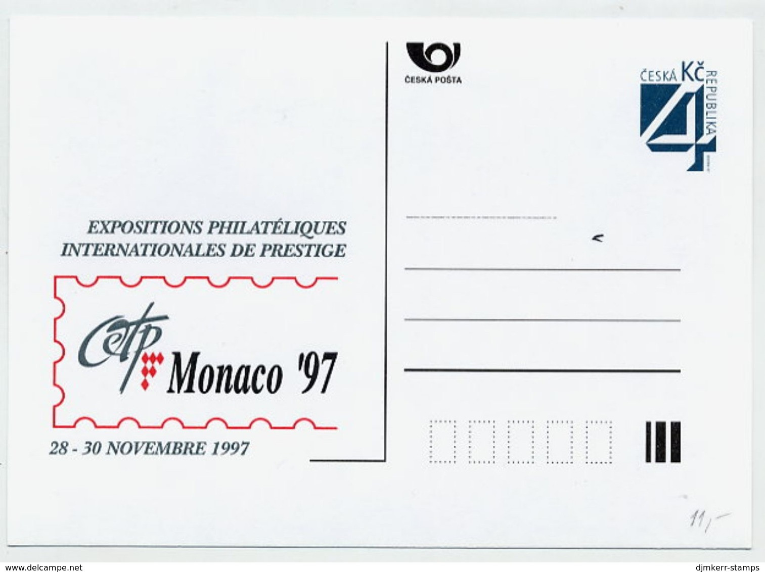 CZECH REPUBLIC 1997 Postcard MONACO '97 Unused.  Michel P26-A8 - Postales