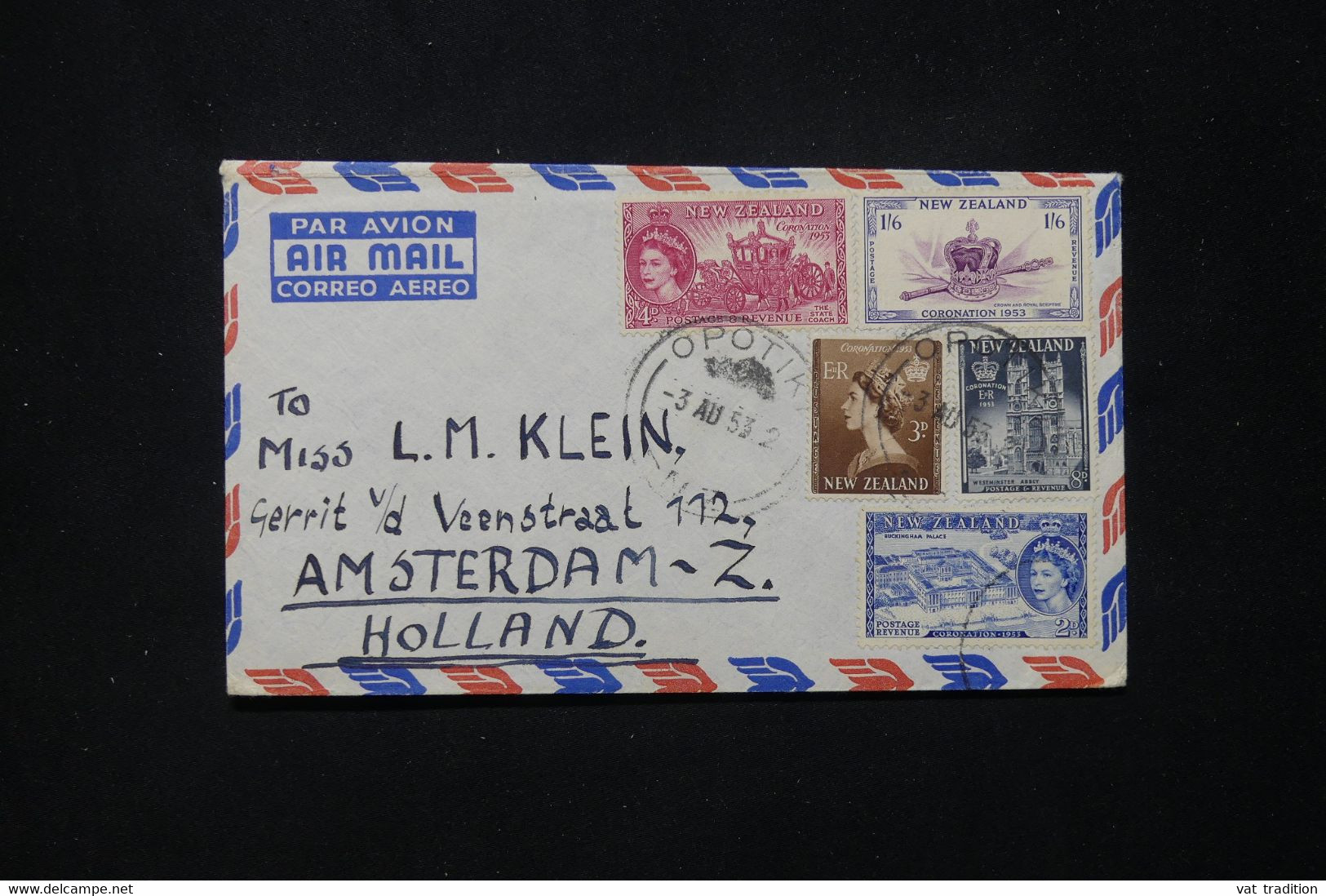 NOUVELLE ZÉLANDE - Enveloppe De Opotiki Pour Les Pays Bas En 1953  - L 79756 - Briefe U. Dokumente