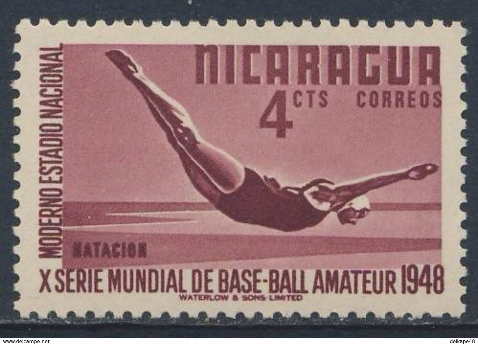 Nicaragua 1949 Mi 987A SG 1123 ** Diving / Tauchen / Plongée / Duiken - 10th World Amateur Baseball Championships - Duiken