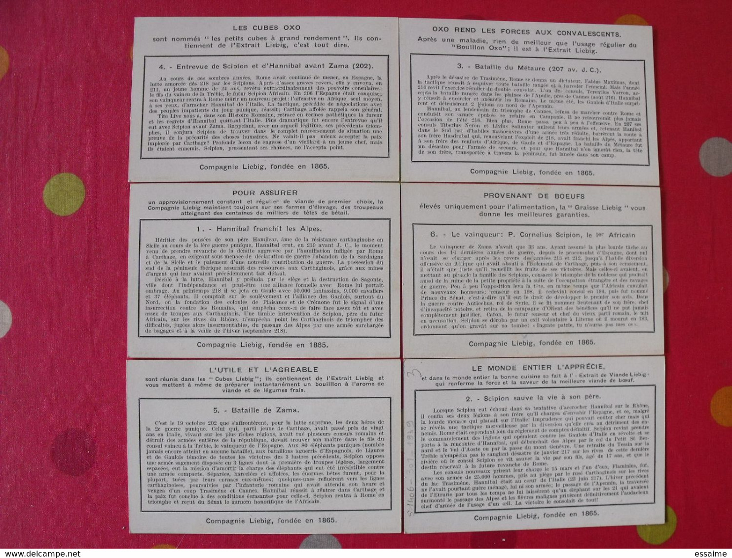 6 Images Chromo Liebig. Chromos. Séries S 1406. La Deuxième Guerre Punique. 1939 - Altri & Non Classificati