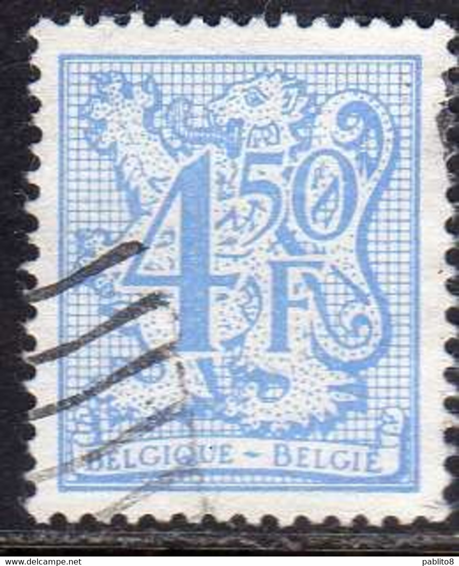 BELGIQUE BELGIE BELGIO BELGIUM 1977 HERALDIC LION FR 4 1/2f USED USATO OBLITERE' - 1977-1985 Cijfer Op De Leeuw