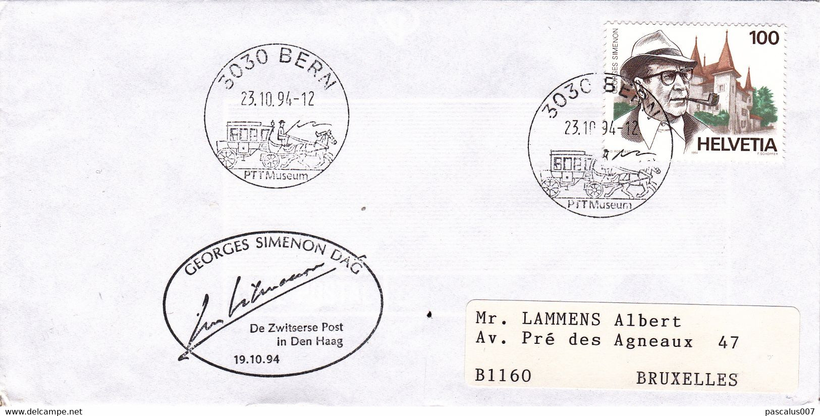 B01-224 Enveloppe Fdc 2579 Suisse - Georges Simenon 1903-1989 - écrivain 1.75€ - Unclassified