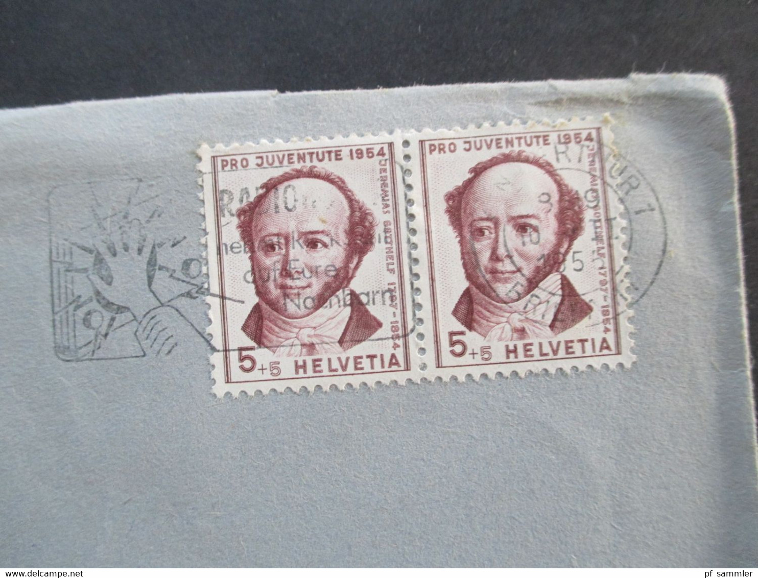Schweiz 1955 Pro Juventute Nr. 602 MeF Waagerechtes Paar Umschlag Ed. Bühler & Co Winterthur Ortsbrief - Cartas & Documentos