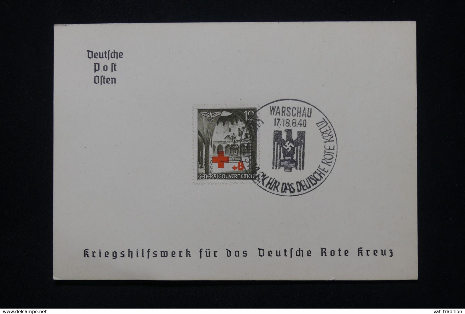 POLOGNE / ALLEMAGNE - Carte FDC De Warschau En 1940 - Croix Rouge - L 79844 - Governo Generale