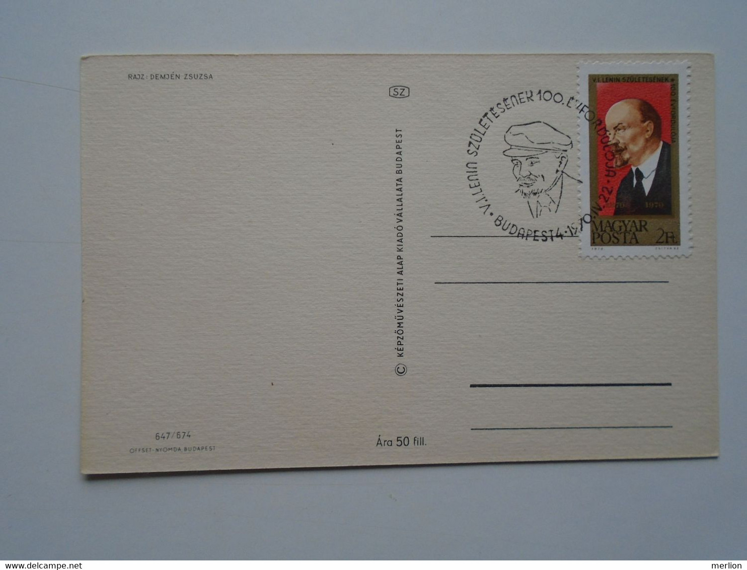 D175976 Hungary Postcard -stamp Lenin  100 Y  Birth Anniversary 1970 -Child Conductor Checking Teddy Bear's Ticket 1967 - Andere & Zonder Classificatie