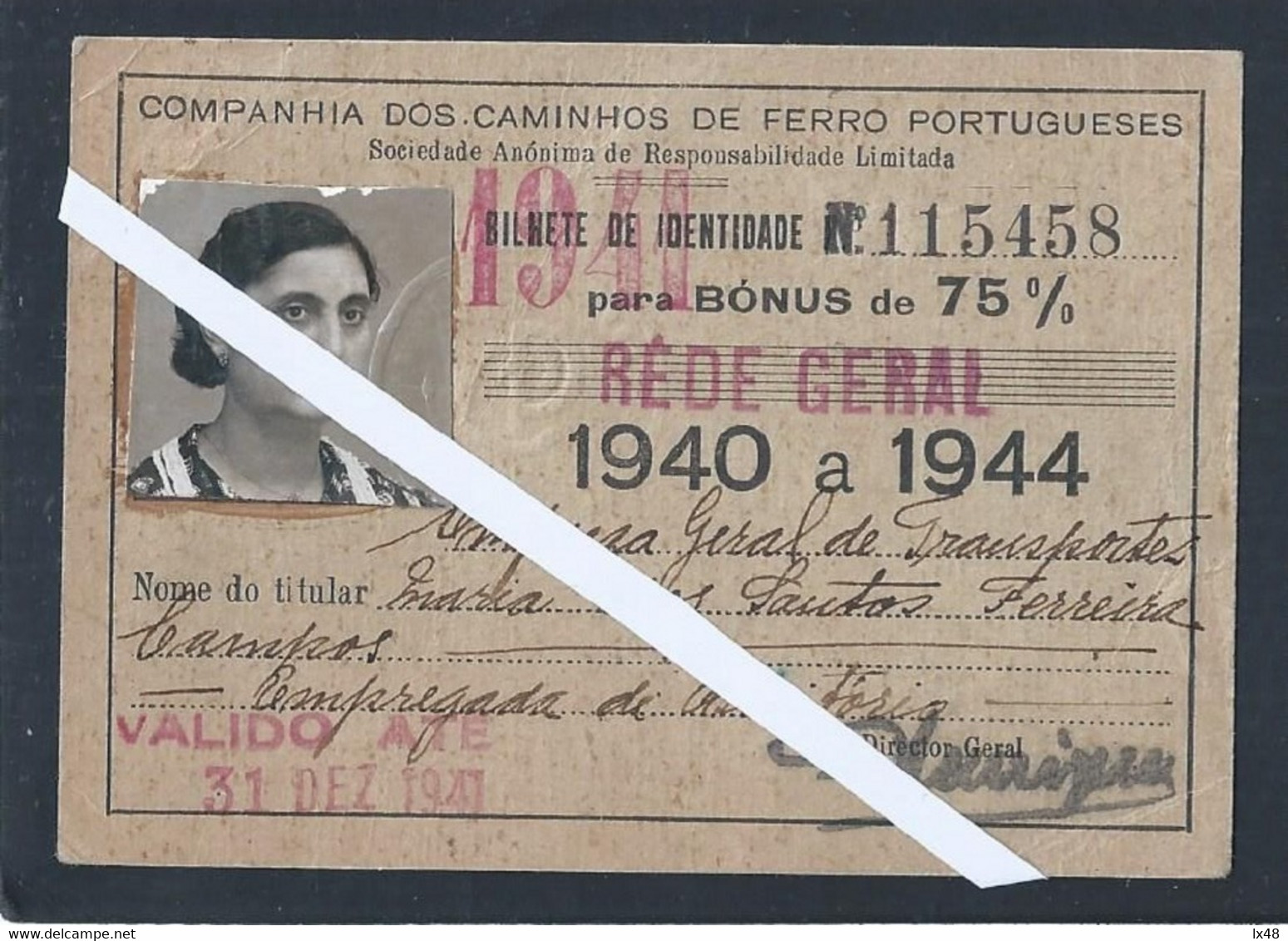 Portuguese Railways Card With A 75% Discount For Employees. Portugiesische Eisenbahnkarte Mit 75% Rabatt Für Mitarbeiter - Europa