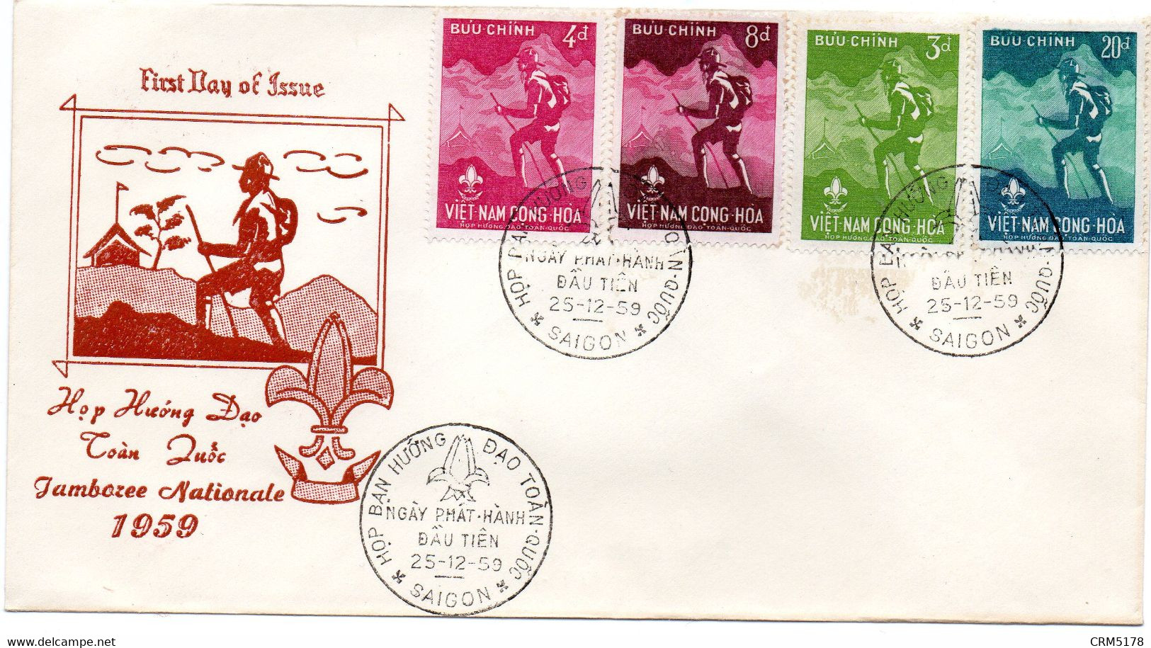 Viêt-Nam-FDC IllustréeTP N° 126/129-25/12/1959 - Viêt-Nam