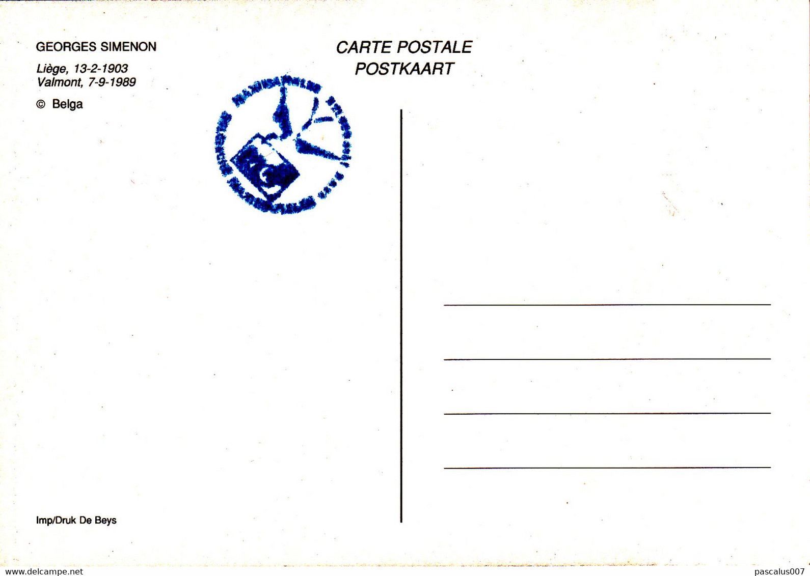 B01-224 Carte Souvenir Maxima Simenon FDC - Belgique - Cob 2579 4.5€ - 1991-2000