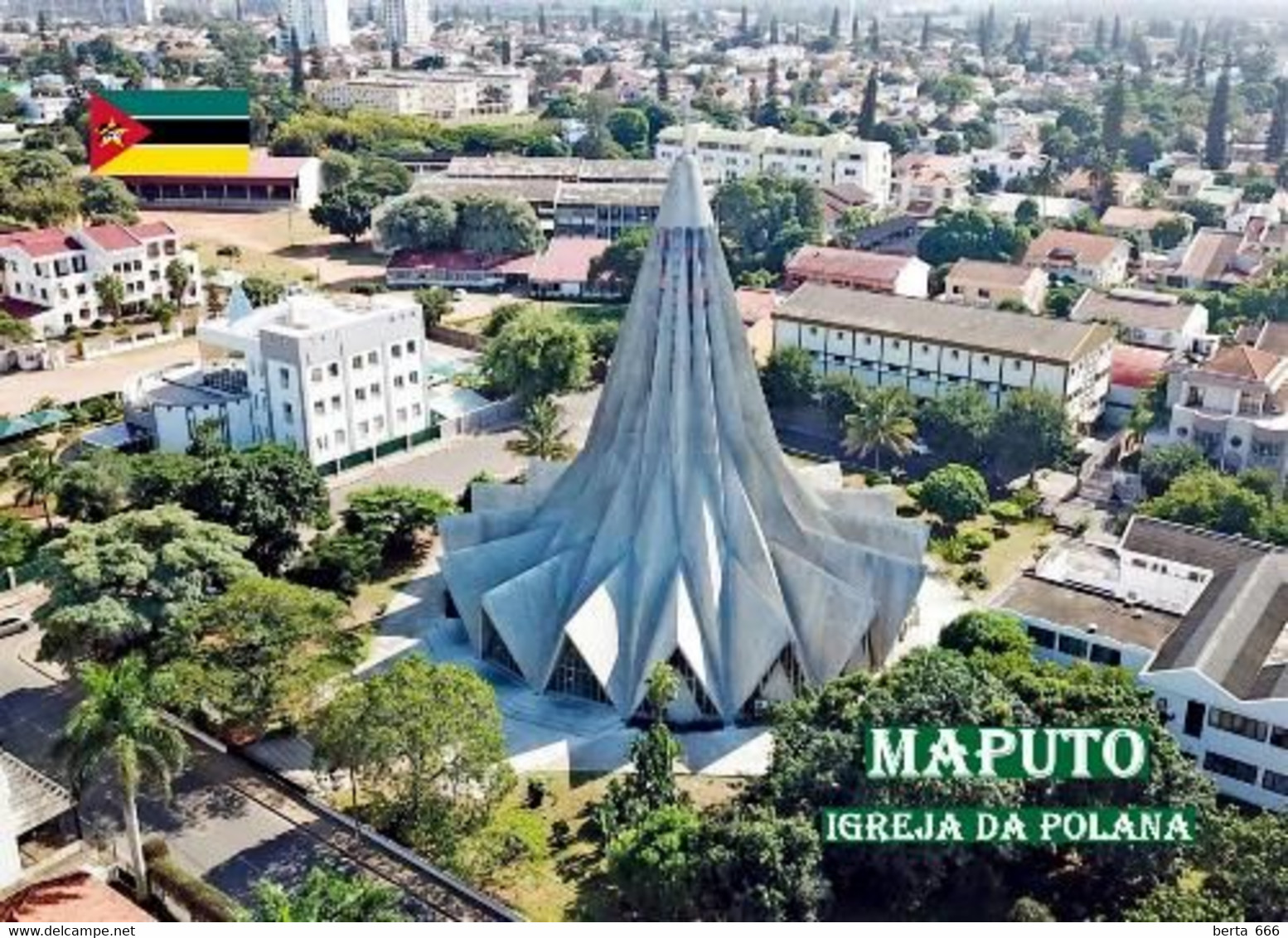 Mozambique Maputo Polana Church Aerial View New Postcard Mosambik AK - Mozambique