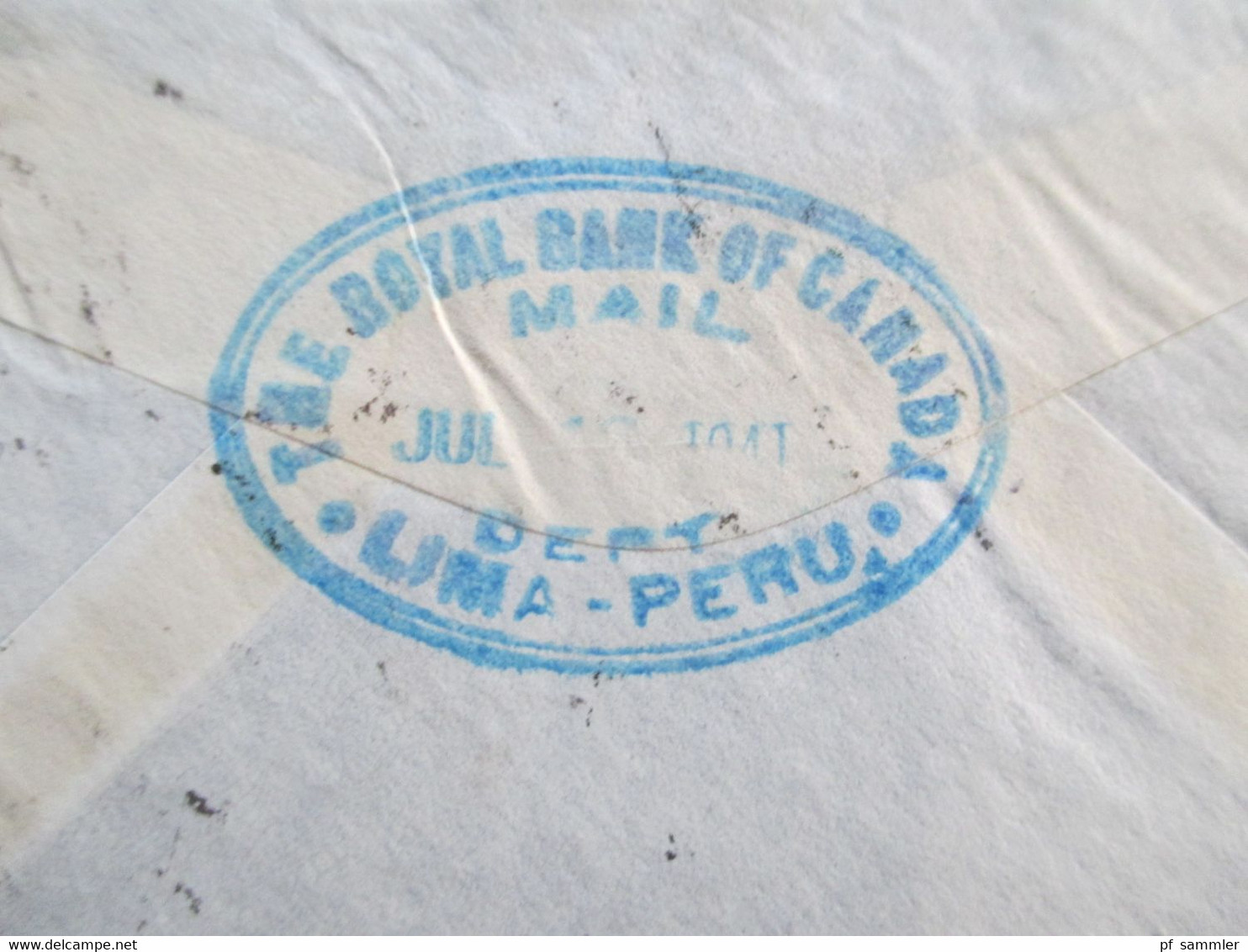Peru 1941 Air Mail The Royal Bank Of Canada At Point Of Mailing Lima Peru - Rockefeller Center New York - Pérou