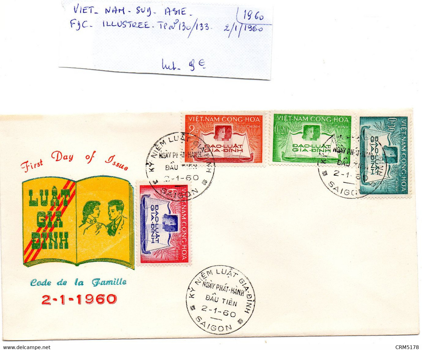 Viêt-Nam- FDC -illustrée TP N° 130/133 - 2/1/1960 - Viêt-Nam