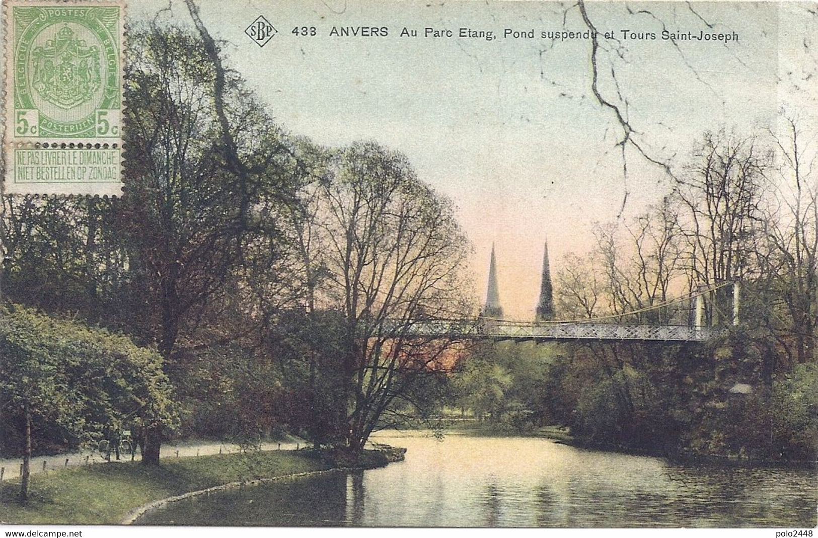 CPA - Anvers - Au Parc étang , Pont Suspendu Et Tours Saint Joseph - Avelgem