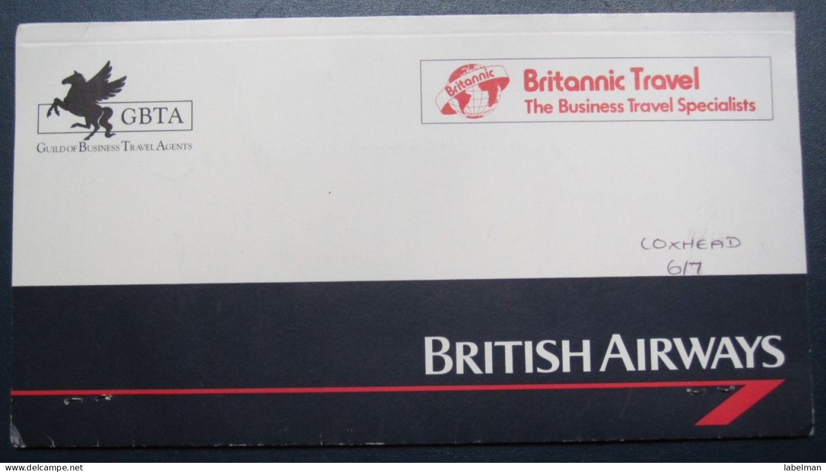 UK UNITED KINGDOM ENGLAND BRITISH AIRWAYS AIRLINE TICKET HOLDER BOOKLET VIP TAG LUGGAGE BAGGAGE PLANE AIRCRAFT AIRPORT - Wereld