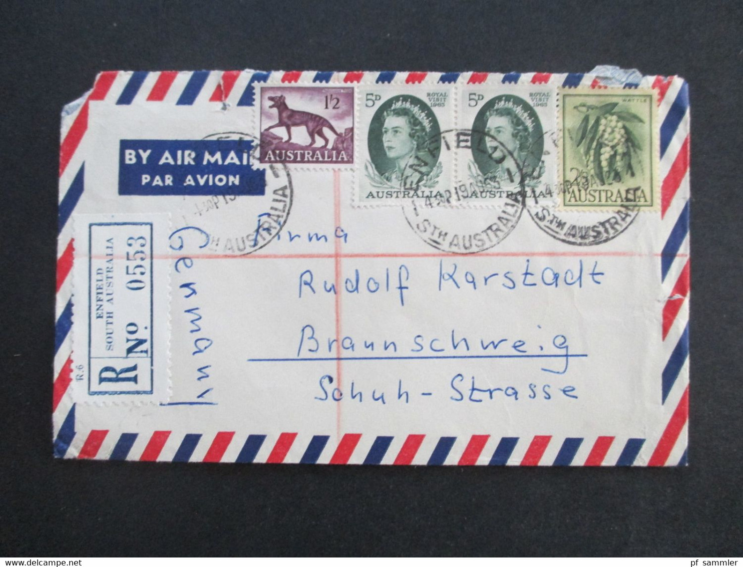 Australien 1963 Einschreiben Luftpost Enfield South Australia über Adelaide Nach Braunschweig Geschrieben Blair Athol - Covers & Documents