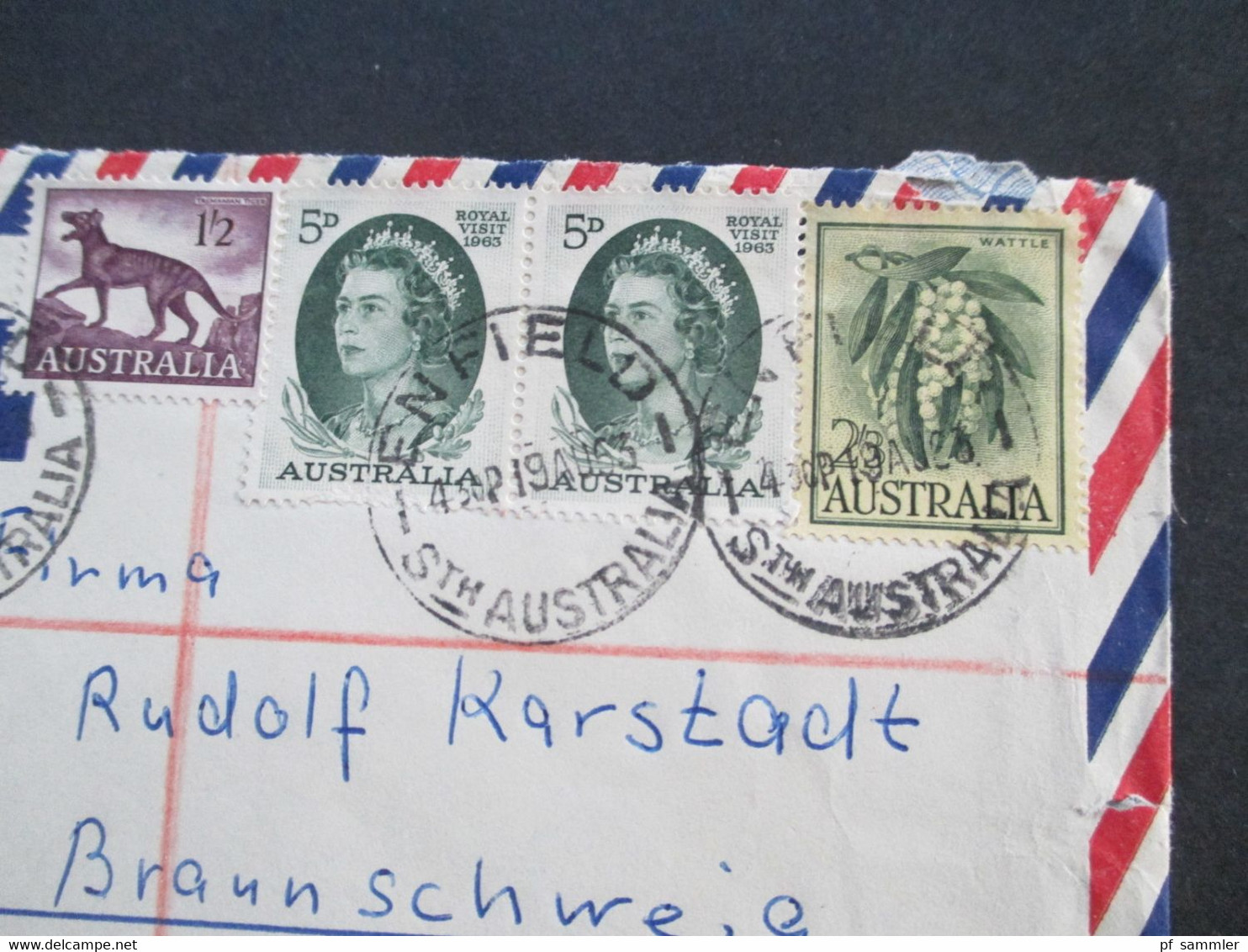 Australien 1963 Einschreiben Luftpost Enfield South Australia über Adelaide Nach Braunschweig Geschrieben Blair Athol - Covers & Documents