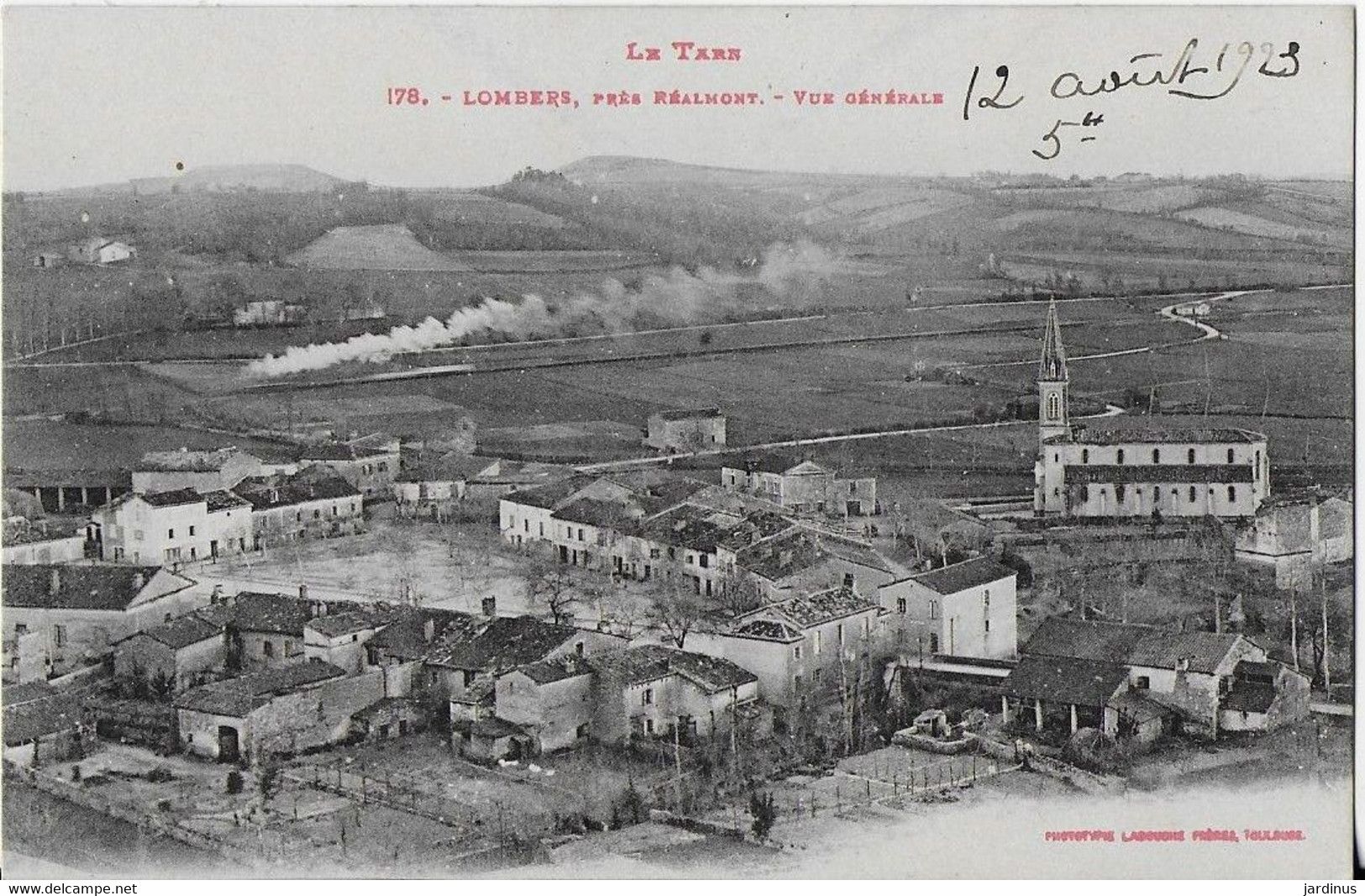 LOMBERS  ( Le Tarn ) Prés Réalmont / Vue Générale Et Train Au Second Plan  ( 1929 ) - Autres & Non Classés