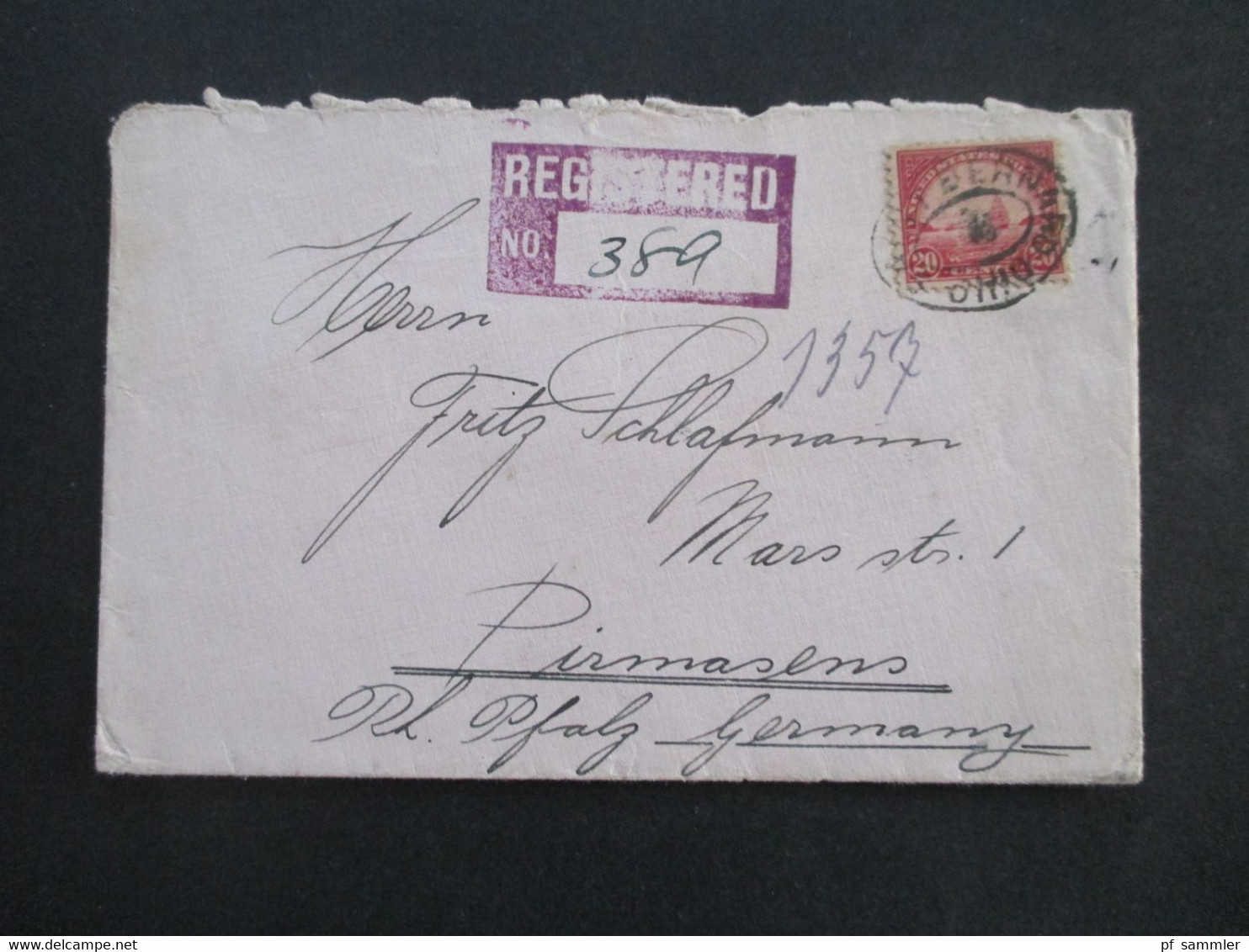 USA 1922 Nr. 279 EF Verwendet 1926 Registered Letter über Cöln Nach Pirmasens Rückseitig 7 Stempel SST Pirmasens - Briefe U. Dokumente