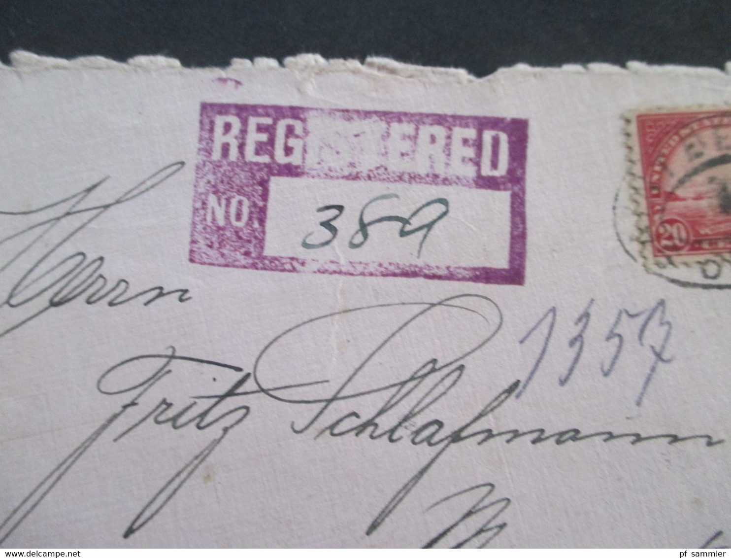 USA 1922 Nr. 279 EF Verwendet 1926 Registered Letter über Cöln Nach Pirmasens Rückseitig 7 Stempel SST Pirmasens - Brieven En Documenten