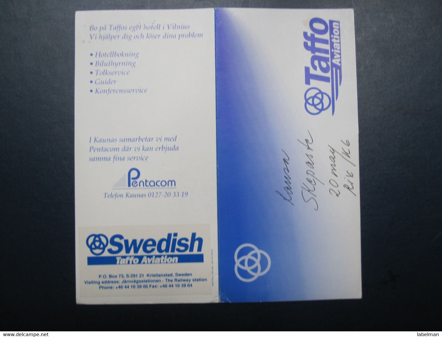 TAFFO AVIATION SWEDEN AIRWAYS AIRLINE TICKET HOLDER BOOKLET VIP TAG LUGGAGE BAGGAGE PLANE AIRCRAFT AIRPORT - Wereld