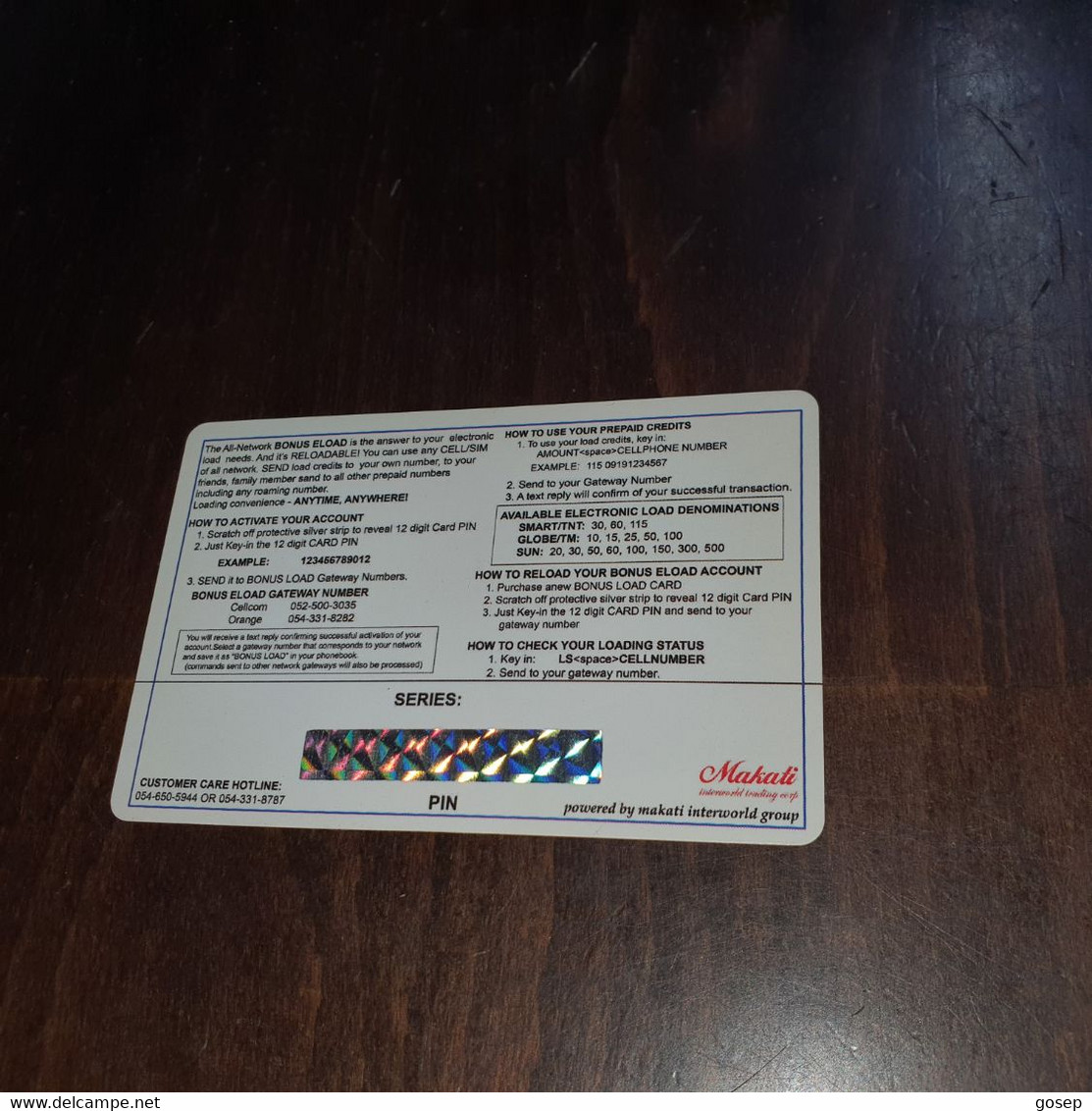 Phillipines-bonus E-load-(p300+15 Load Credits)-(1card)-mint Card +1card Prepiad Free - Philippinen