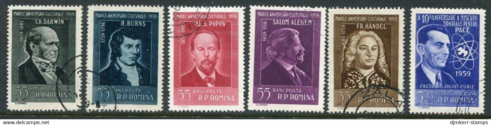 ROMANIA 1959 Personalities Used.  Michel 1765-70 - Used Stamps