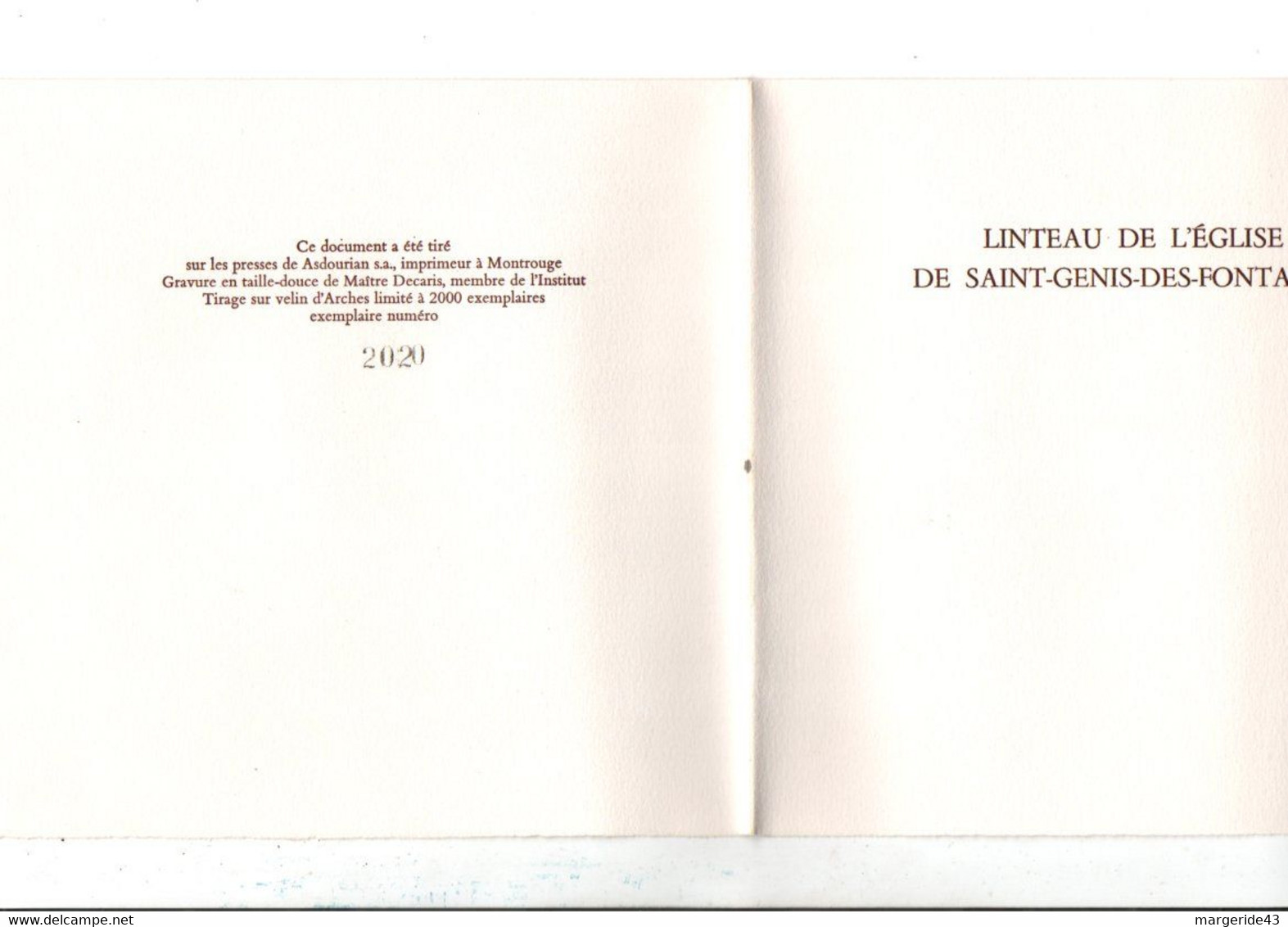 DOCUMENT ENCART LUXE SUR VELIN 1976 SAINT GENIS DES FONTAINES DESSINE PAR DECARIS - Gedenkstempel