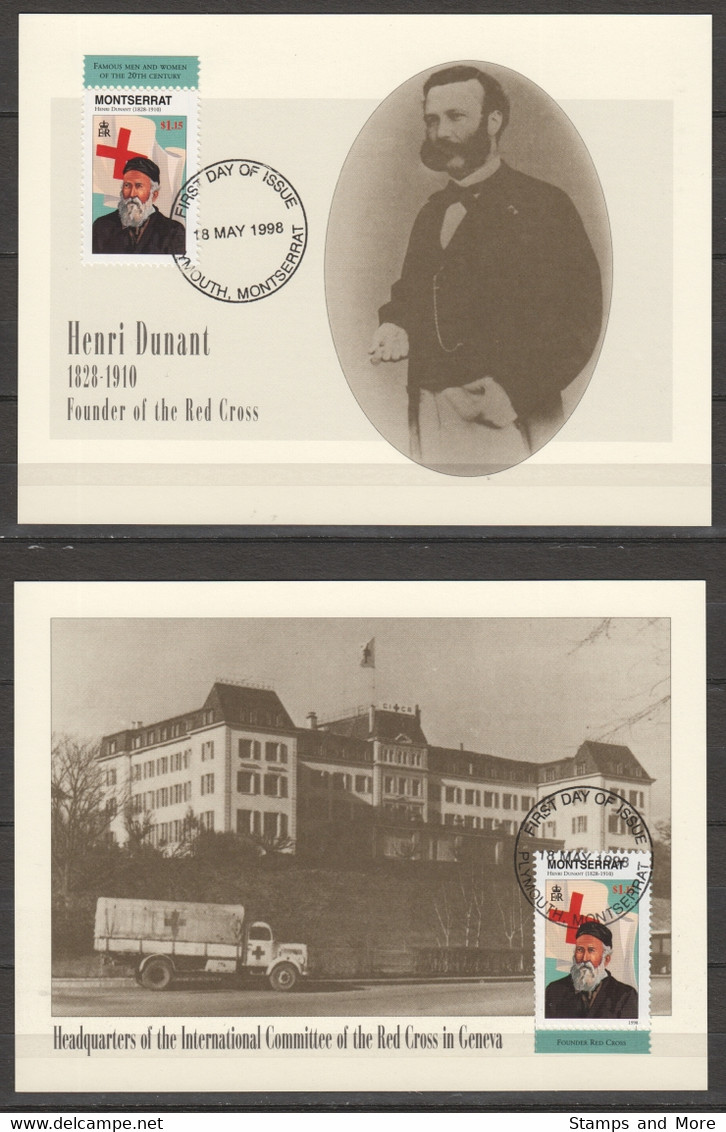 Montserrat - HENRI DUNANT - RED CROSS Special Set Of Photo Cards - Henry Dunant