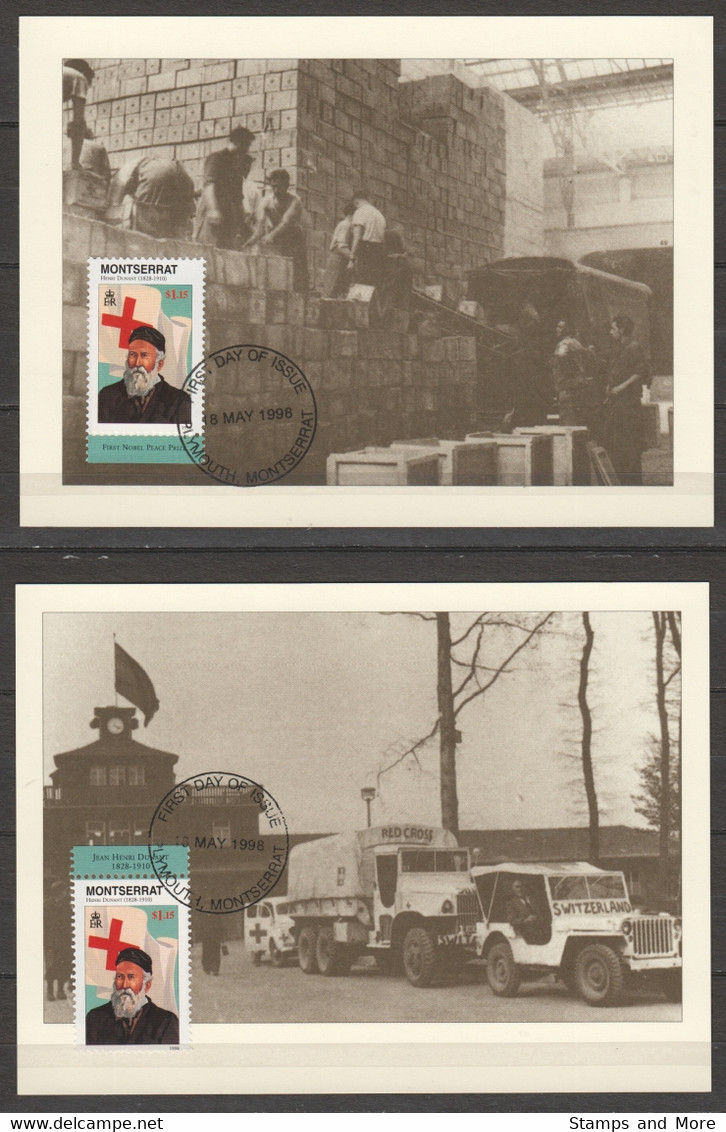 Montserrat - HENRI DUNANT - RED CROSS Special Set Of Photo Cards - Henry Dunant