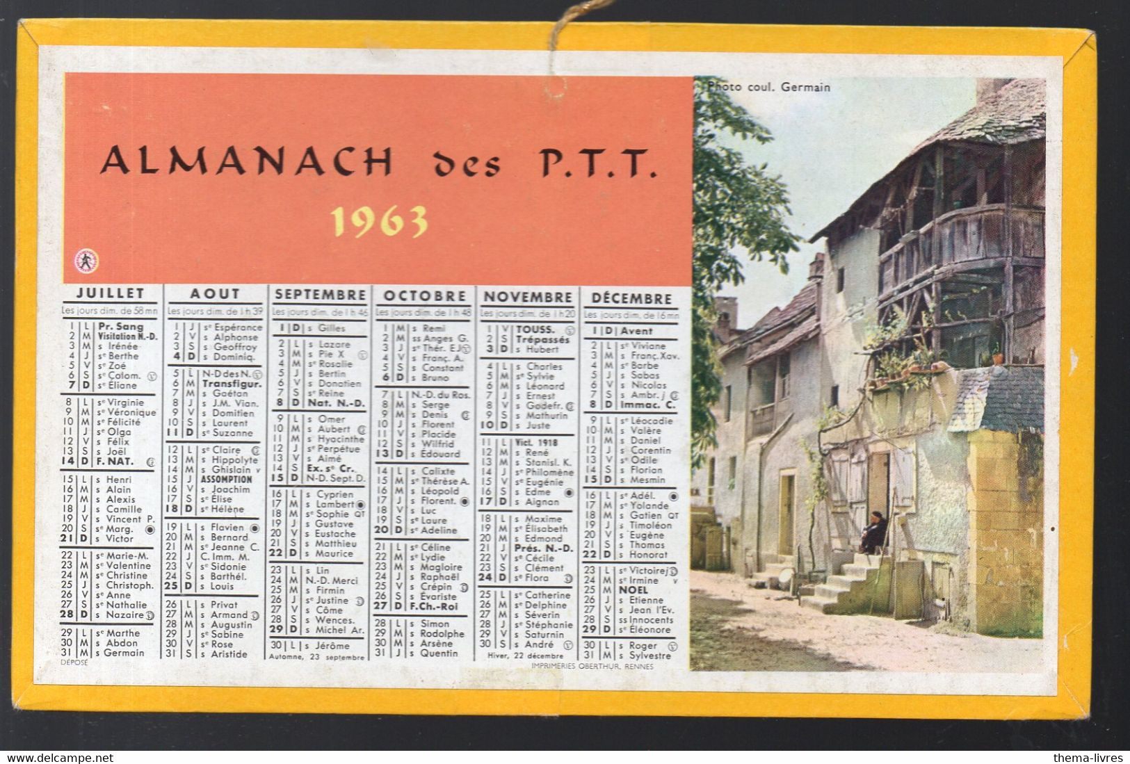 ALMANACH DES PTT 1963  Moyen Format  (M1243) - Grand Format : 1961-70