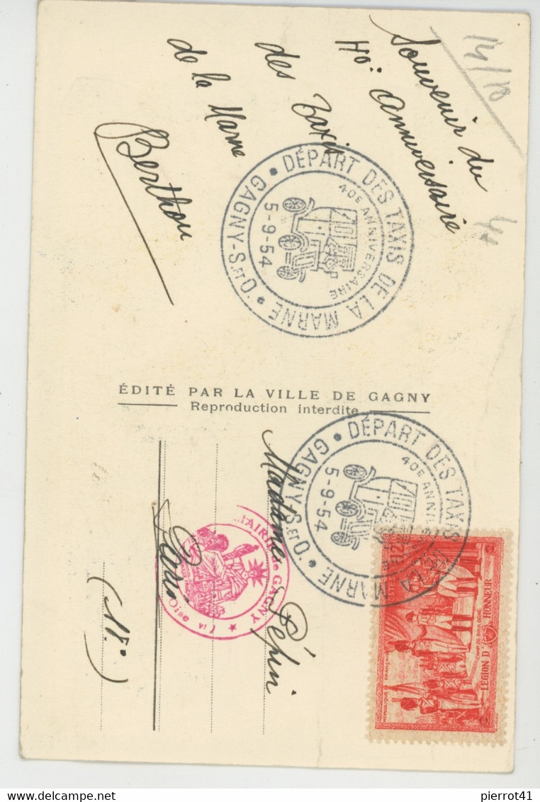 GUERRE 1914-18 - Jolie Carte Fantaisie "SOUVENIR DES TAXIS DE LA MARNE - 40ème Anniversaire - GAGNY 1954(cachet Au Dos ) - Weltkrieg 1914-18