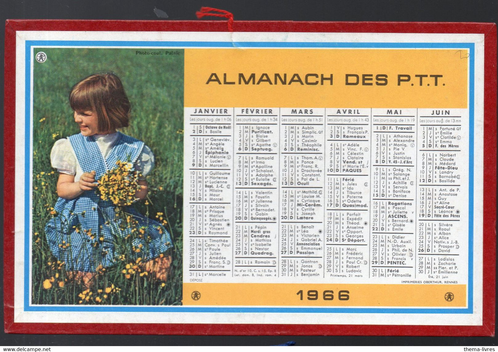 ALMANACH DES PTT 1966  Moyen Format  (M1244) - Grand Format : 1961-70