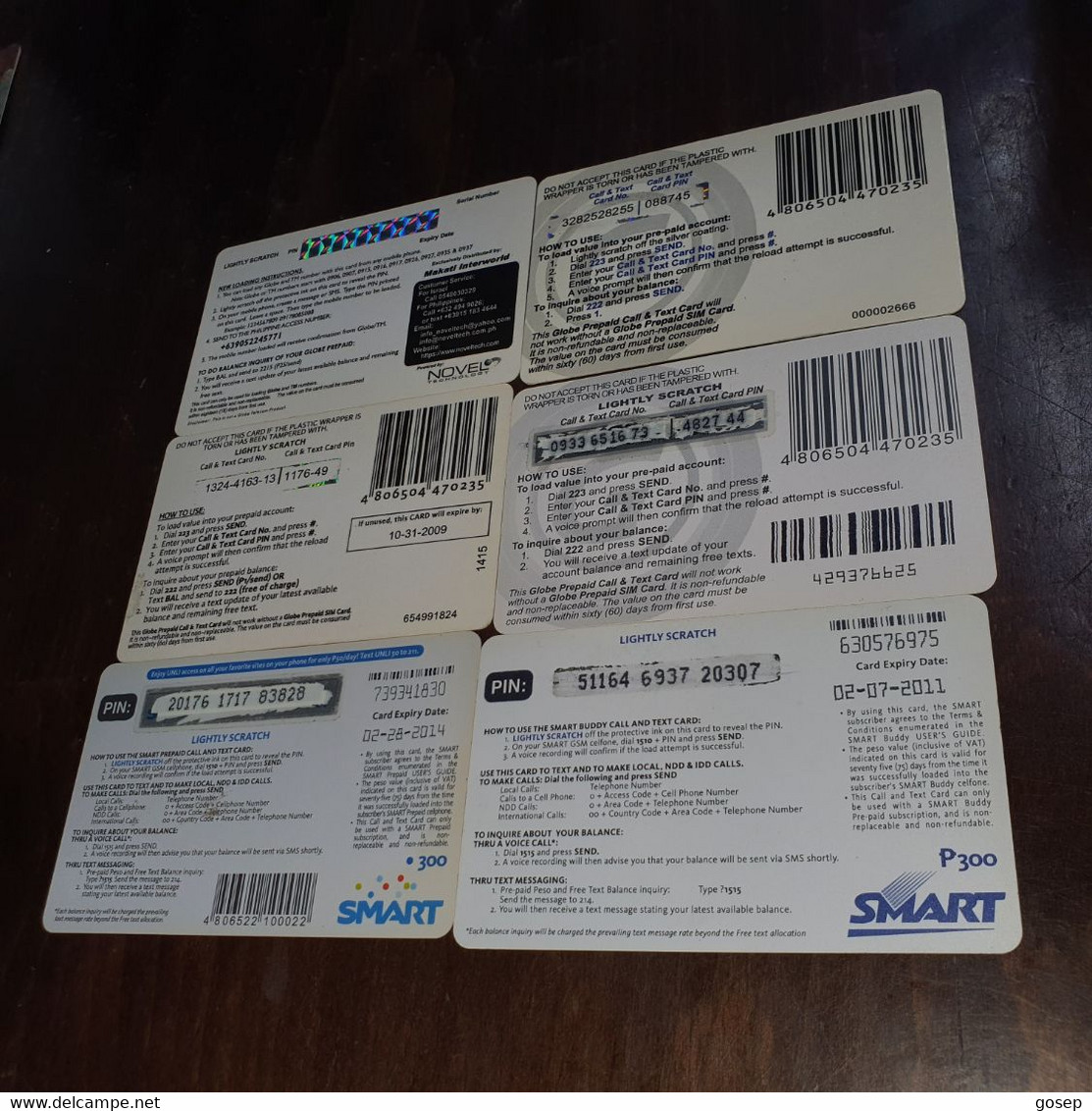 Phillipines-prepiad Card-(p150,300)-(set A)-(6cards)used Card +3card Prepiad Free - Philippinen