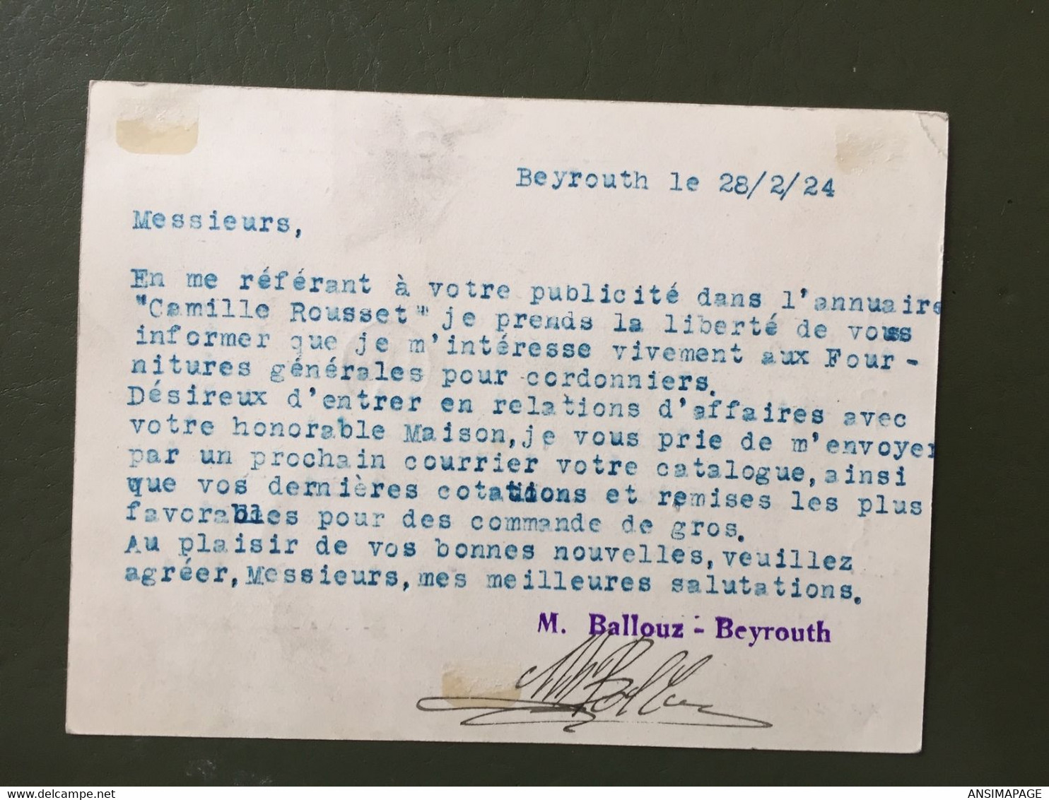 Cachet De Beyrouth Sur Timbre République Française-GRAND LIBAN - Usados