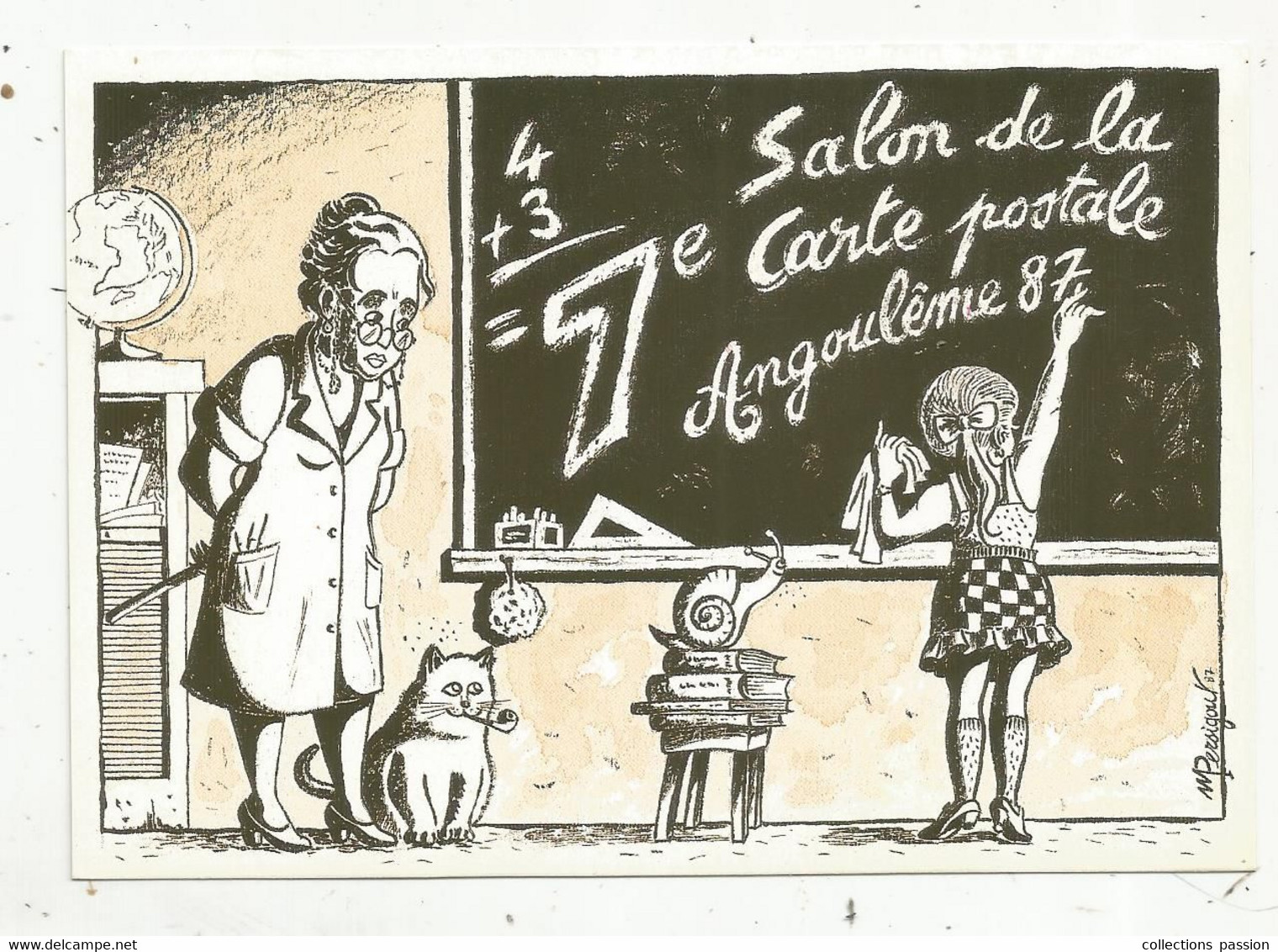 Cp, Bourses & Salons De Collections, 7 E Salon De La Carte Postale ,ANGOULEME 1987, Théme: Les écoles Et L'enseignement - Beursen Voor Verzamellars