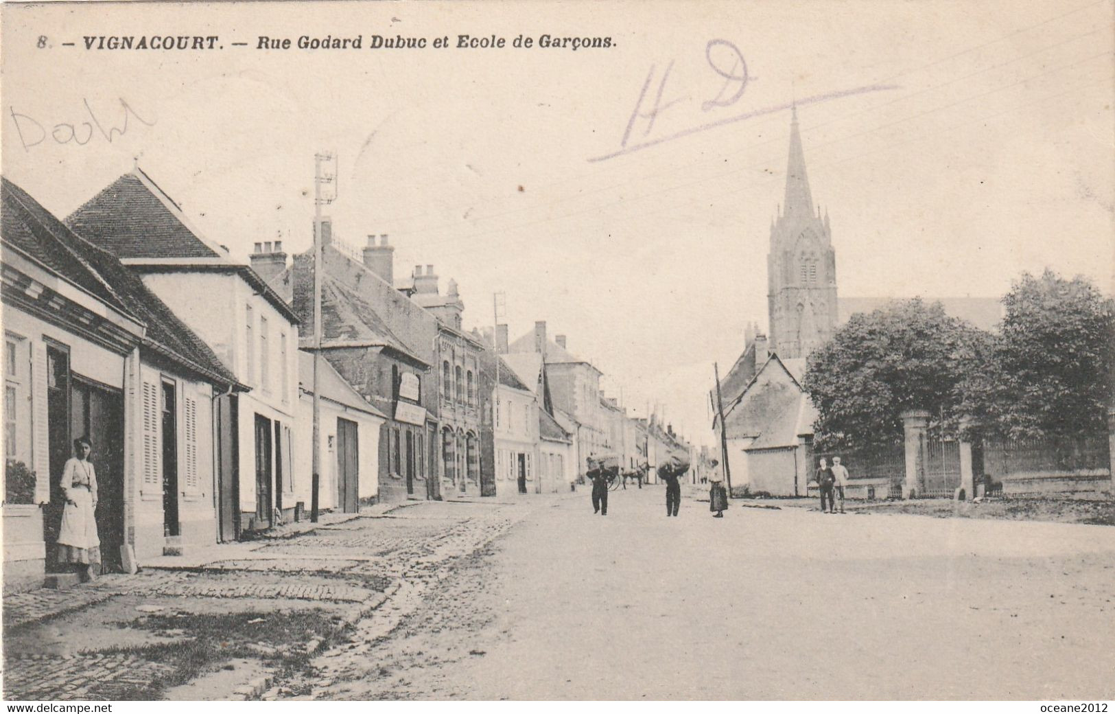 80 Vignacourt. Rue Godard Dubuc Et école De Garçons - Vignacourt