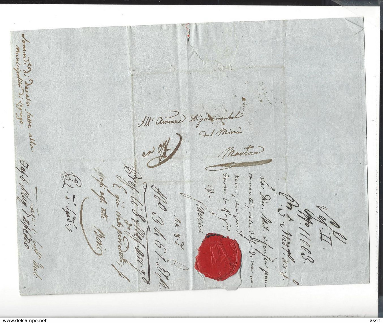 REPUBBLICA CISALPINA  Legnago Lettre 29 Pratile Anno 9 ( 18 Juin 1801 ) Aux Administ. Du Mincio  Mantova - Documents Historiques