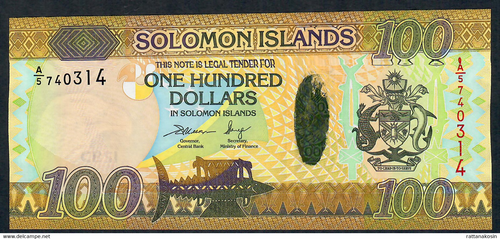 SOLOMONS ISLANDS P36a  100 DOLLARS 2017 #A/5   Signature 7b  FIRST SIGNATURE  UNC. - Isla Salomon