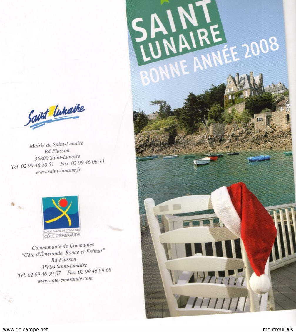 Carte De Voeux 2008 Par Mairie De SAINT-LUNAIRE, (35), 2 Volets - Nouvel An