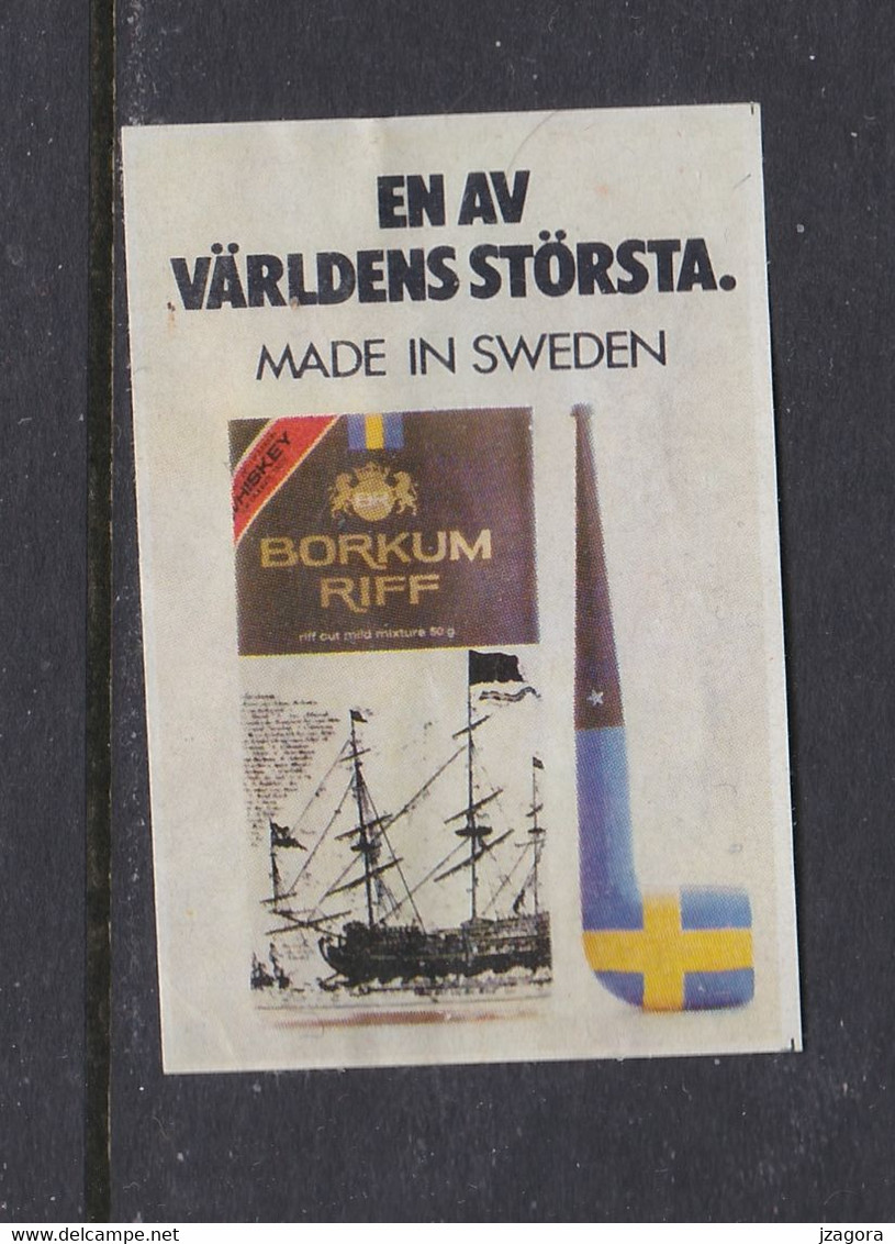 TOBACCO TABAK TABAC TABACO BORKUM RIFF LABEL ÉTIQUETTE CINDERELLA ADVERTISEMENT REKLAME SWEDEN SUEDE SCHWEDEN - Advertising Items