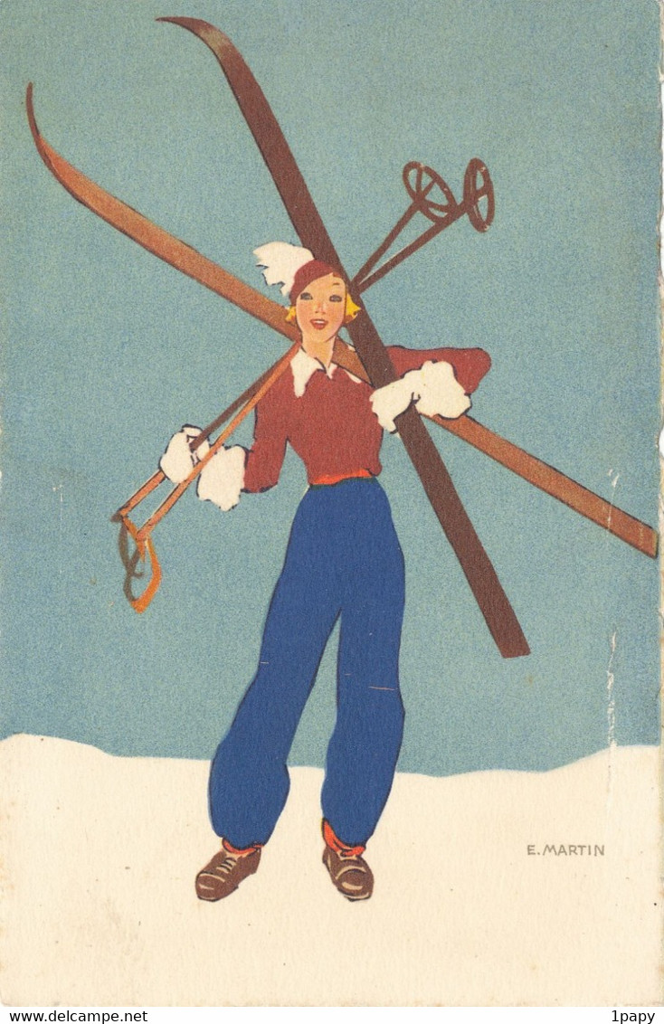 Illustrateur Martin  - Hiver Montagne Ski - Femme à Ski - Autres & Non Classés