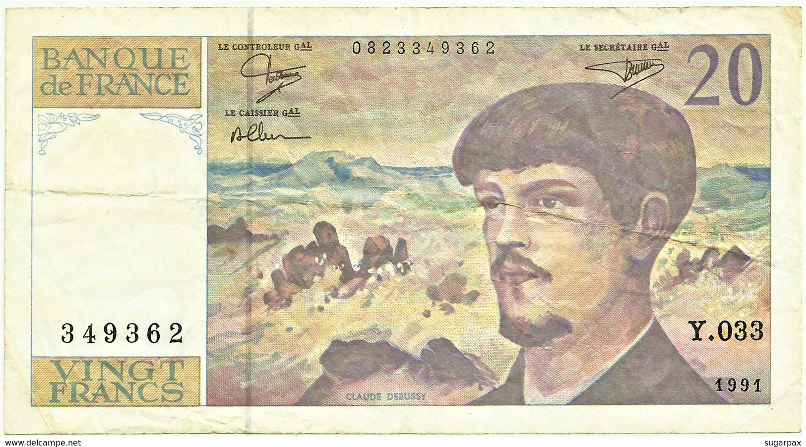 FRANCE - 20 Francs - 1991 - P 151.e - Serie Y.033 - CLAUDE DEBUSSY - 20 F 1980-1997 ''Debussy''