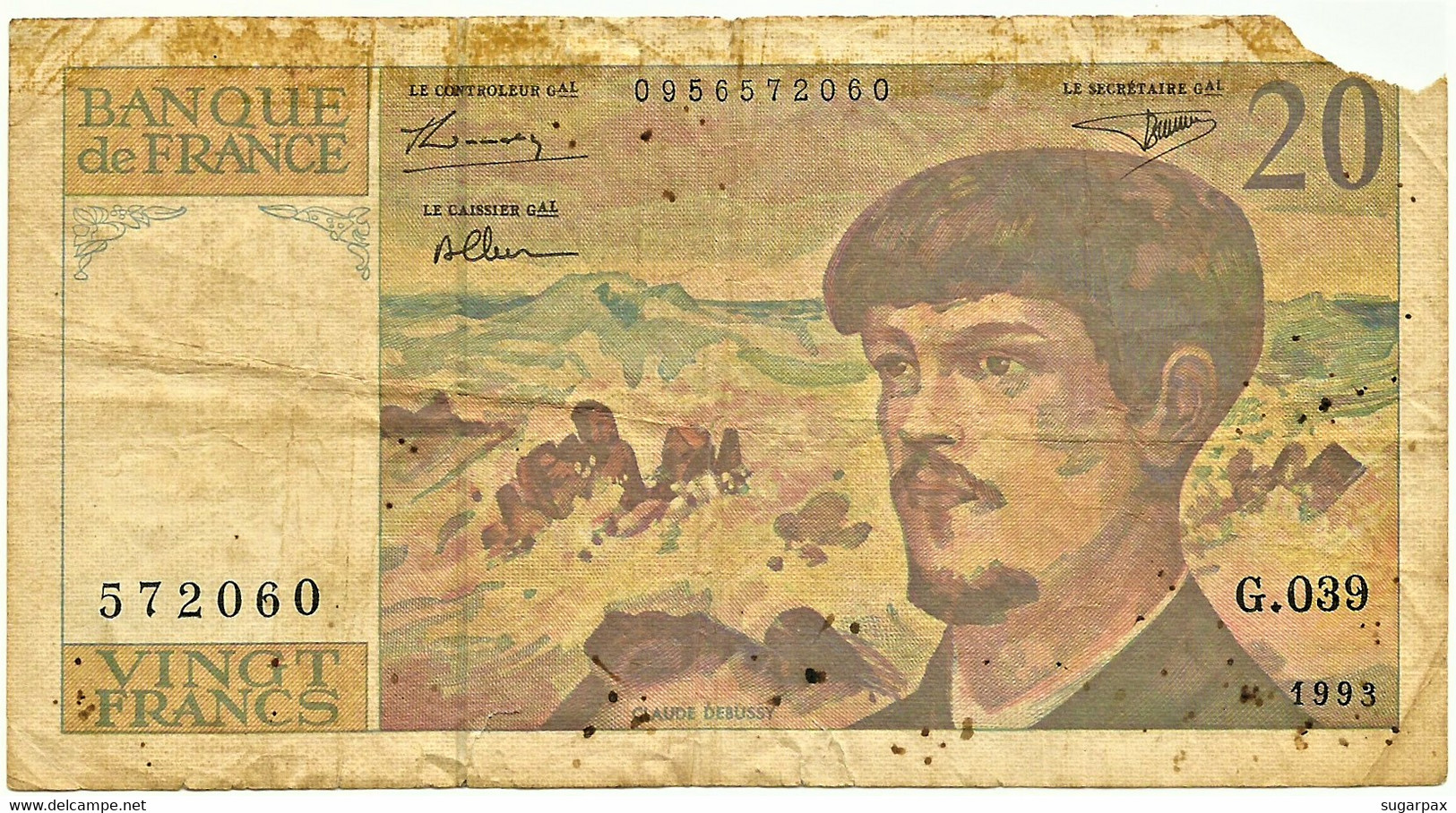 FRANCE - 20 Francs - 1993 - P 151.f - Serie G.039 - CLAUDE DEBUSSY - 20 F 1980-1997 ''Debussy''