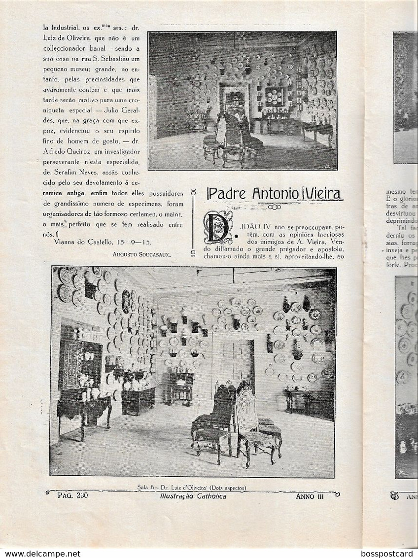 Braga Serzedas Castelo Branco Viana Do Castelo Cerâmica Canidelo Vila Do Conde Ermesinde Ilustração Católica, 1915 - Magazines