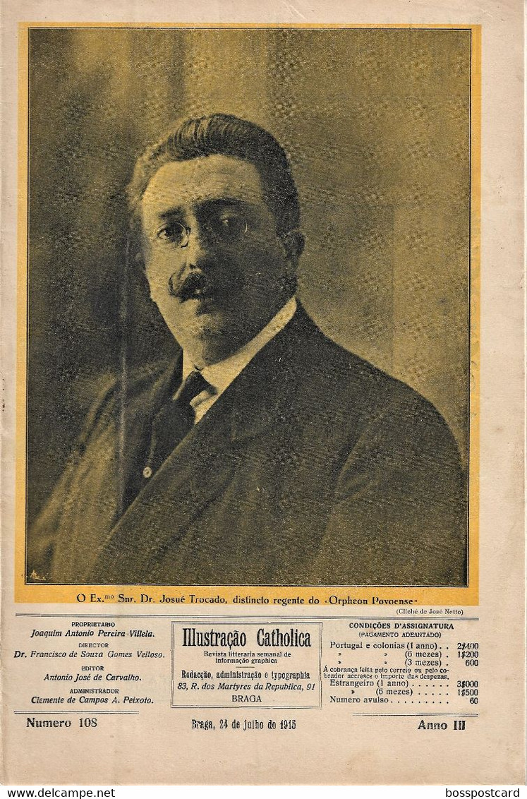 Braga Guimarães Porto Gaia Leça Póvoa De Varzim Monchique Faro Revista Ilustração Católica Nº 108. 1915 - Revues & Journaux